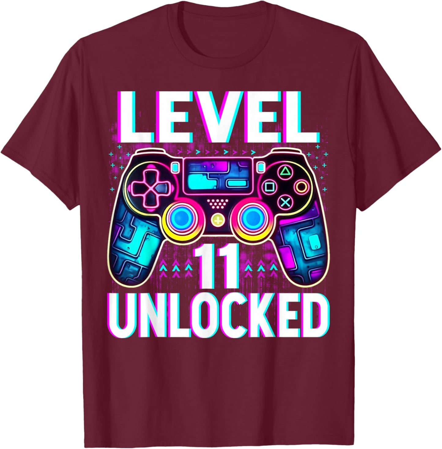 Level 11 Unlocked Shirt Funny Video Gamer Geek 11th Birthday T-Shirt - T-Shirt | Maroon
