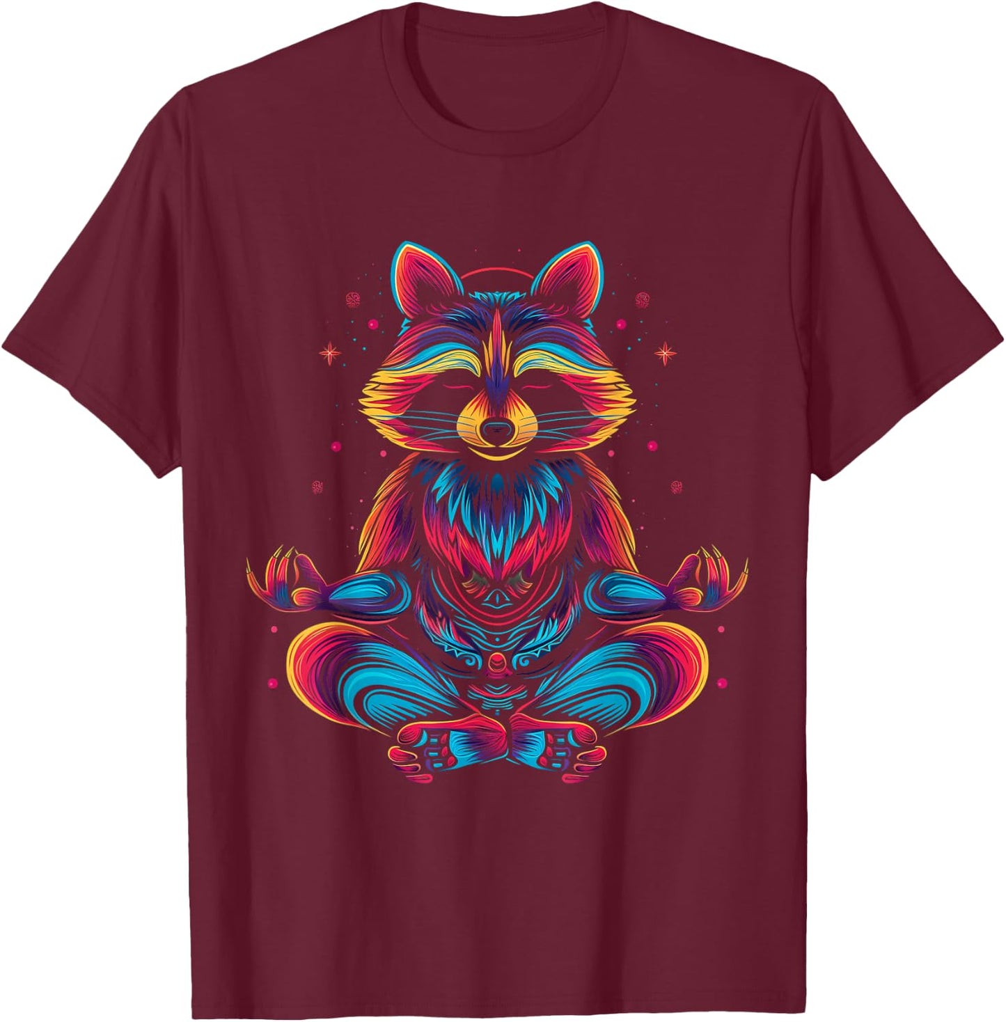 Raccoon Meditating Animal Meditation Zen Funny Yoga Yogi T-Shirt - T-Shirt | Maroon