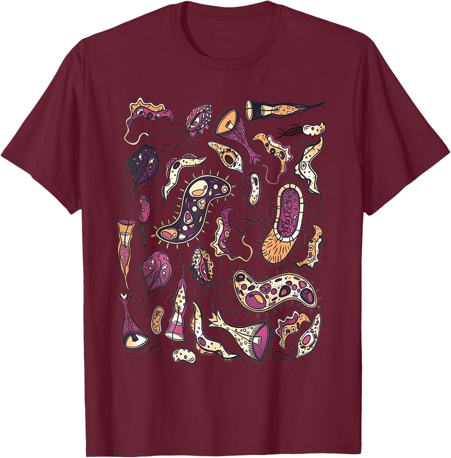 Microbiology Biology Science Bacteriophage Bacteria Anatomy T-Shirt - T-Shirt | Maroon