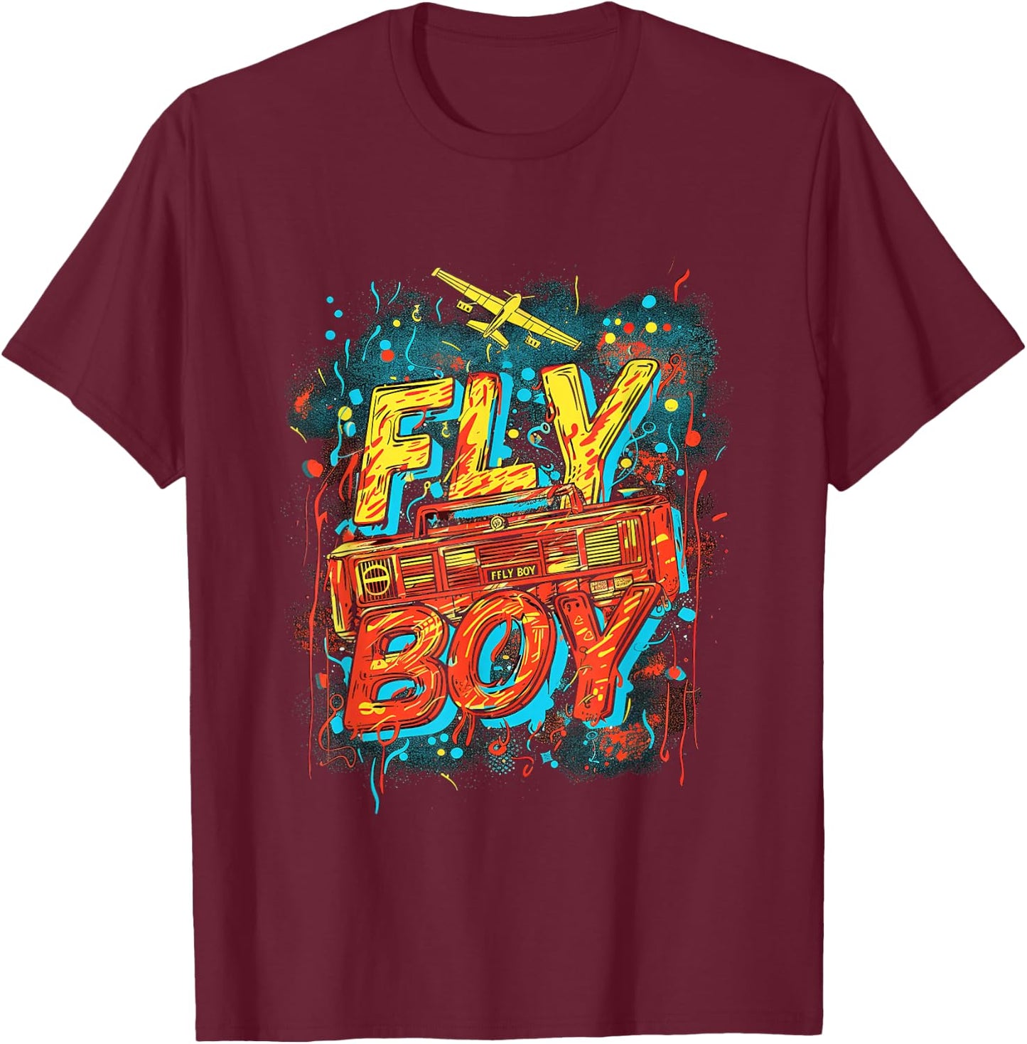 Fly Boy Hip Hop 80s 90s Urban Graffiti Style T-Shirt - T-Shirt | Maroon