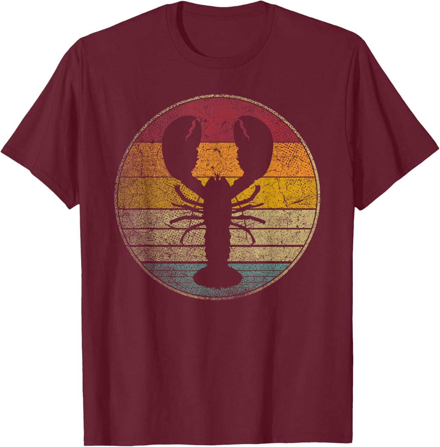 Lobster Fish Seafood Fishing Vintage Distressed Retro Style T-Shirt - T-Shirt | Maroon