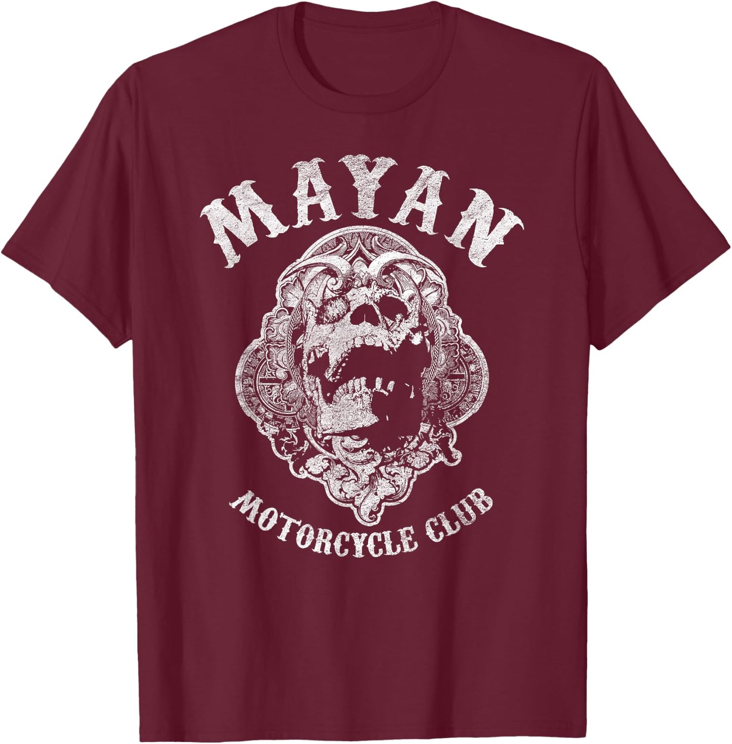 Mayan Motorcycle Vintage - Skull Anarchy T-Shirt - T-Shirt | Maroon