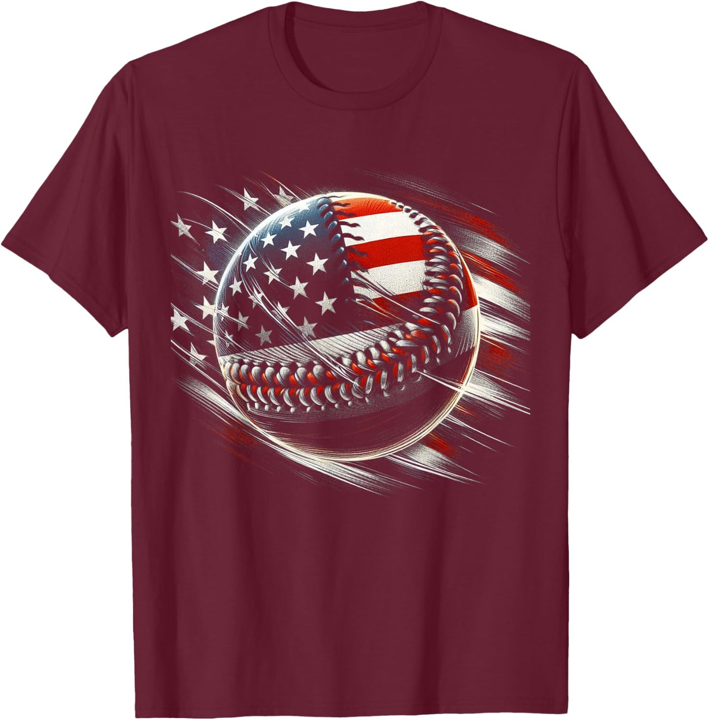 Baseball 4th Of July Men USA American Flag Boys Patriotic T-Shirt - T-Shirt | Maroon
