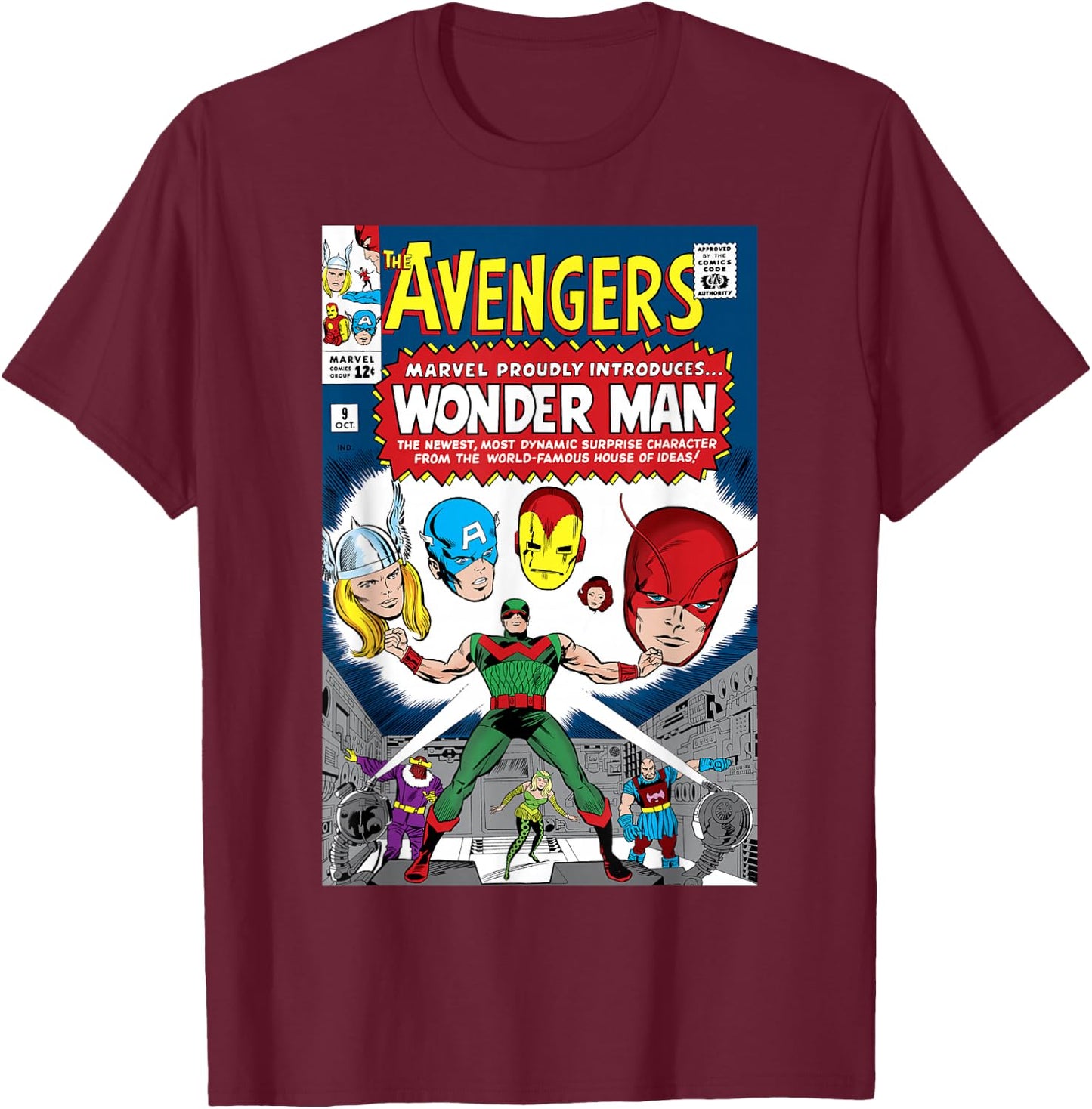 Marvel Avengers Presenting Wonder Man Comic Cover T-Shirt - T-Shirt | Maroon