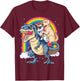 Labrador Unicorn Riding Dinosaur T-rex Girls Kids Rainbow T-Shirt - T-Shirt | Maroon