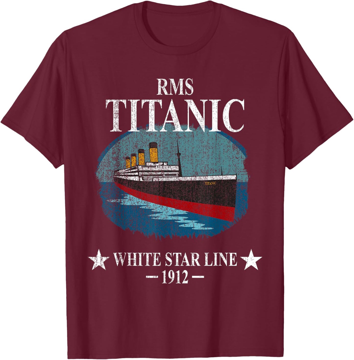 RMS TITANIC White Star Line Cruise Ship 1912 Boys Girls Kids T-Shirt - T-Shirt | Maroon