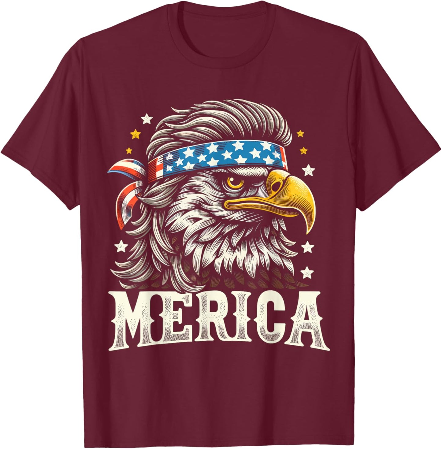 4th of July Patriotic Funny Eagle July 4th USA Merica Kids Men T-Shirt - T-Shirt | Maroon