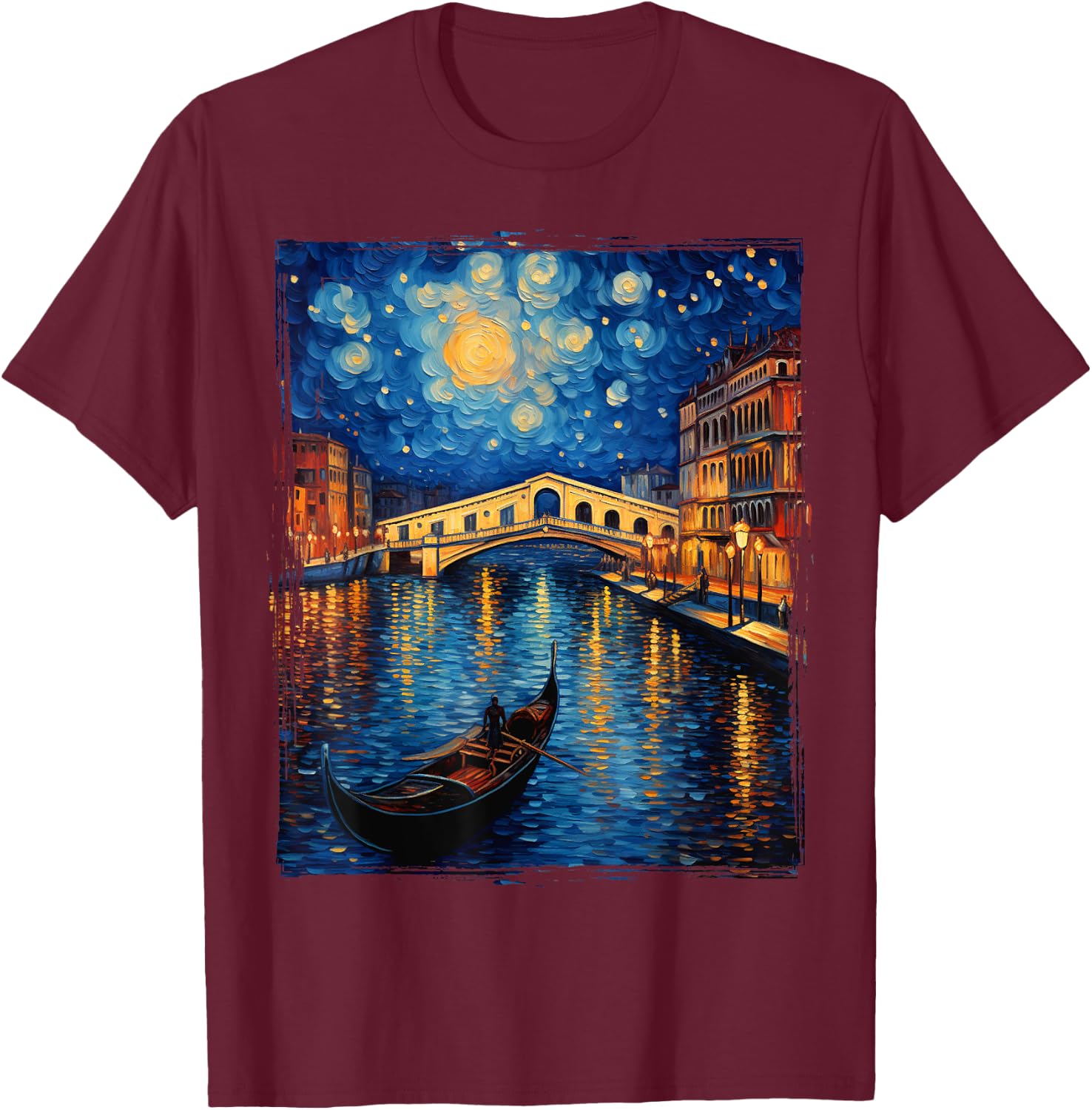 The Rialto Bridge Venice Italy Venezia Italian Souvenir T-Shirt - T-Shirt | Maroon