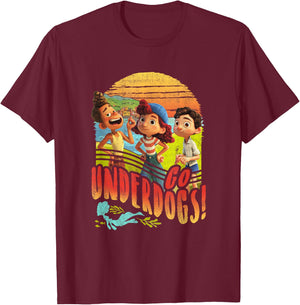 Disney Pixar Luca Go Underdogs Group Shot Small T-Shirt - T-Shirt | Maroon