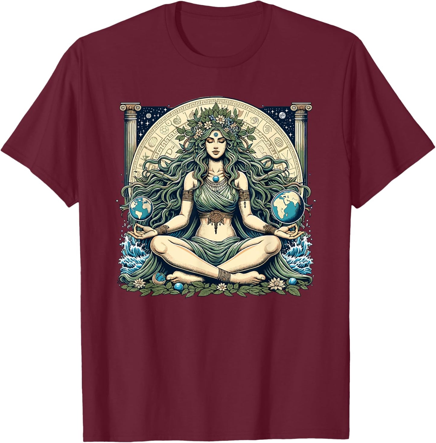 Earth Day Gaia Greek Pagan Mother Earth Hippie Nature Witchy T-Shirt - T-Shirt | Maroon