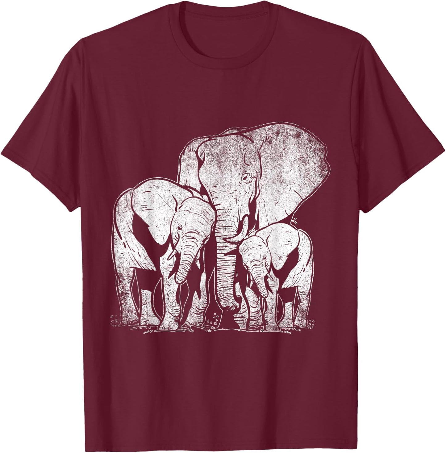 Elephant Family Elephant T-Shirt - T-Shirt | Maroon