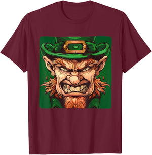Angry Leprechaun Face Costume for Adults and Kids T-Shirt - T-Shirt | Maroon