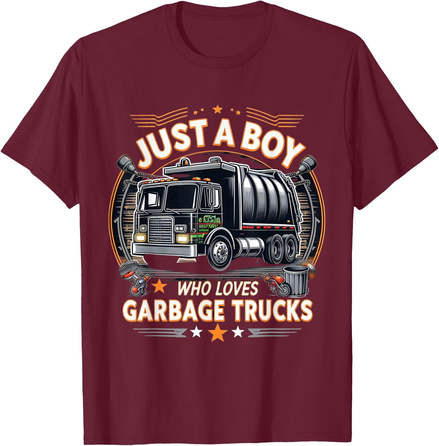 Just a boy who loves Garbage Trucks T-Shirt - T-Shirt | Maroon