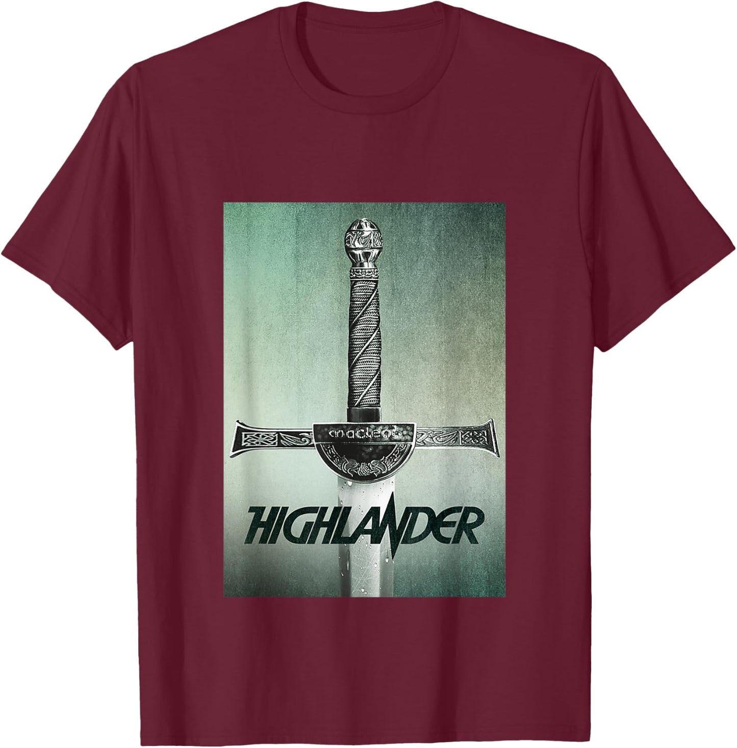 Highlander 1986 Macleod Broadsword T-Shirt - T-Shirt | Maroon