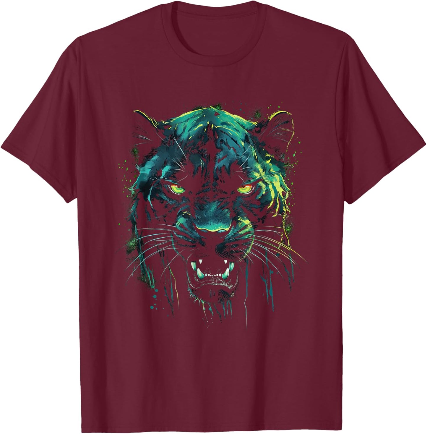 Panther with beautiful green eyes black panthers T-Shirt - T-Shirt | Maroon