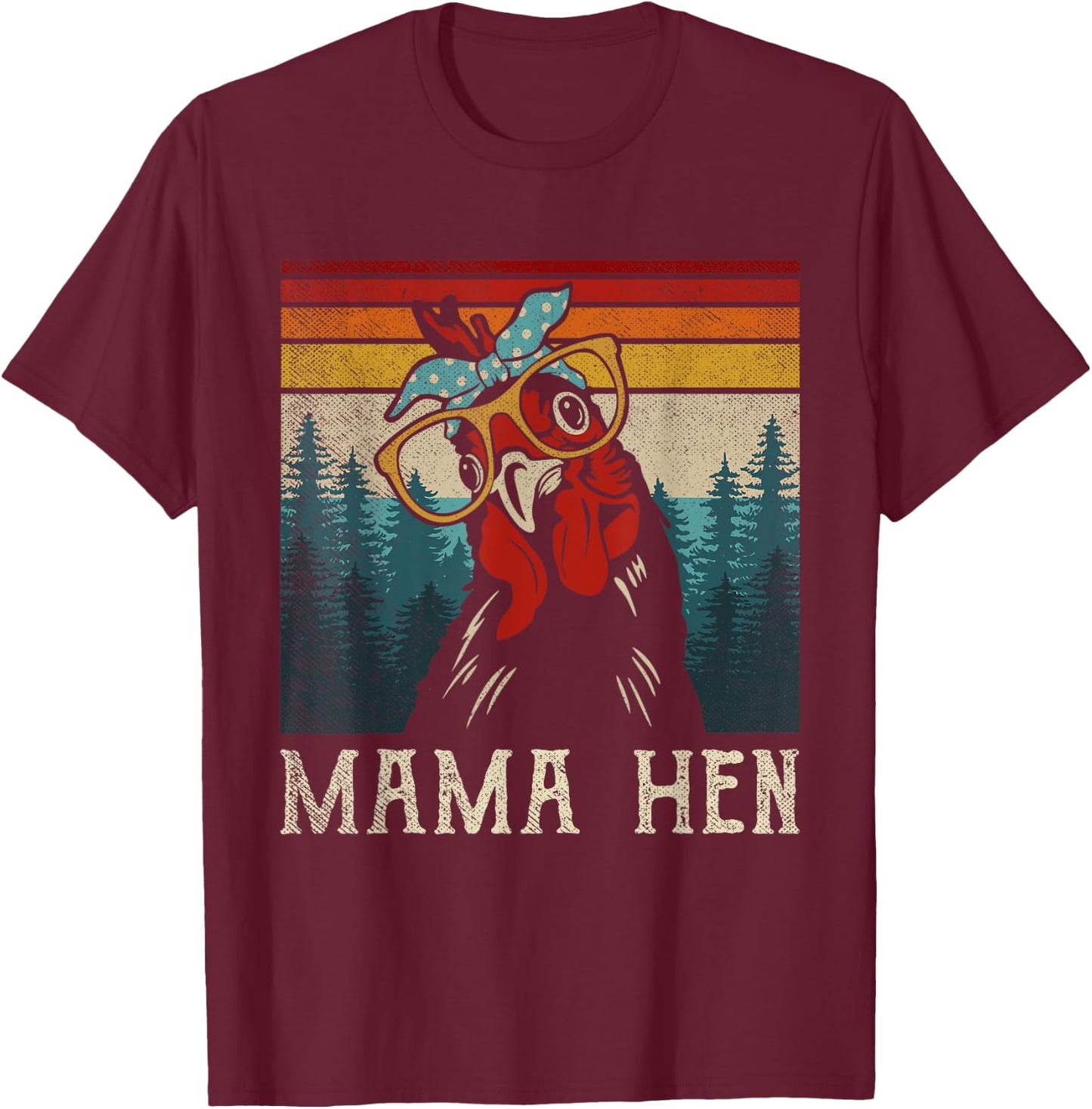 Funny Mama Hen Shirt Vintage Retro Chicken Mom Mother T-Shirt - T-Shirt | Maroon