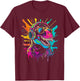 colored dinosaur DJ With Headphones and Sunglasses dino T-Shirt - T-Shirt | Maroon