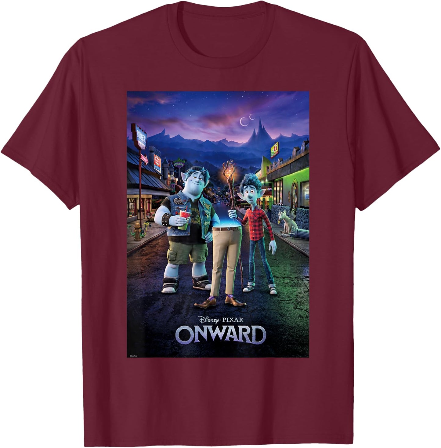 Disney Pixar Onward Group Shot Poster T-Shirt - T-Shirt | Maroon