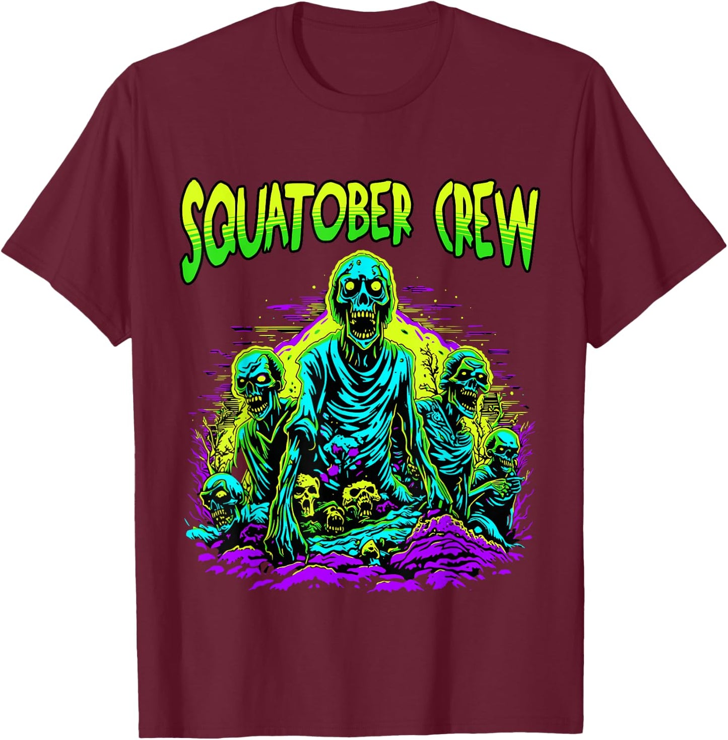 SQUATOBER CREW October Squat Challenge Zombies T-Shirt - T-Shirt | Maroon