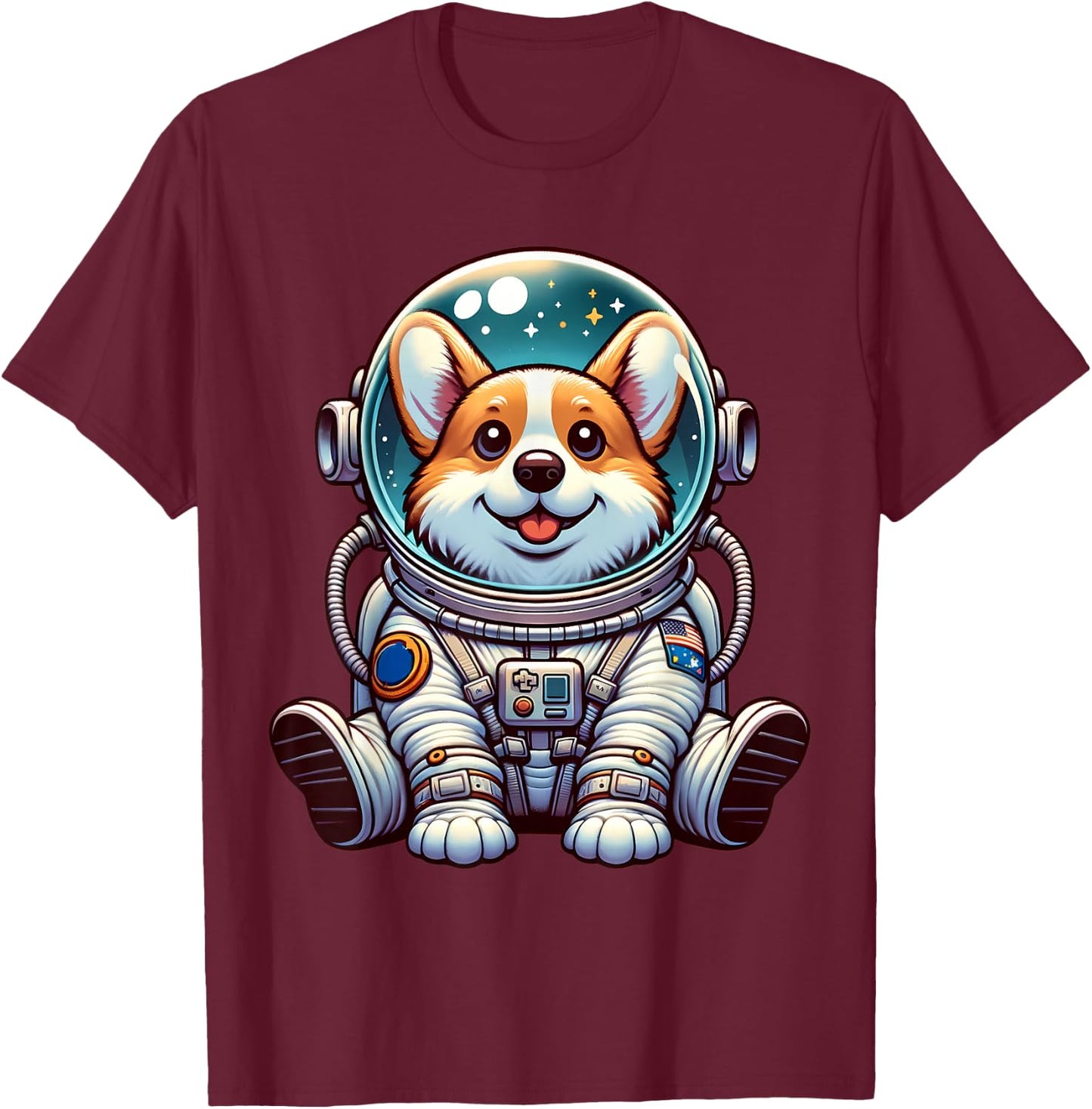 Cute Corgi Astronaut Dog Helmet Space Men Women Kids T-Shirt - T-Shirt | Maroon