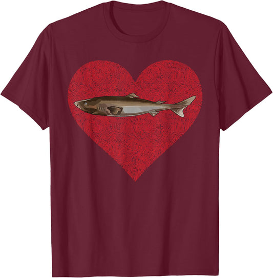 Greenland Shark Valentines Day Love Fingerprint T-Shirt - T-Shirt | Maroon