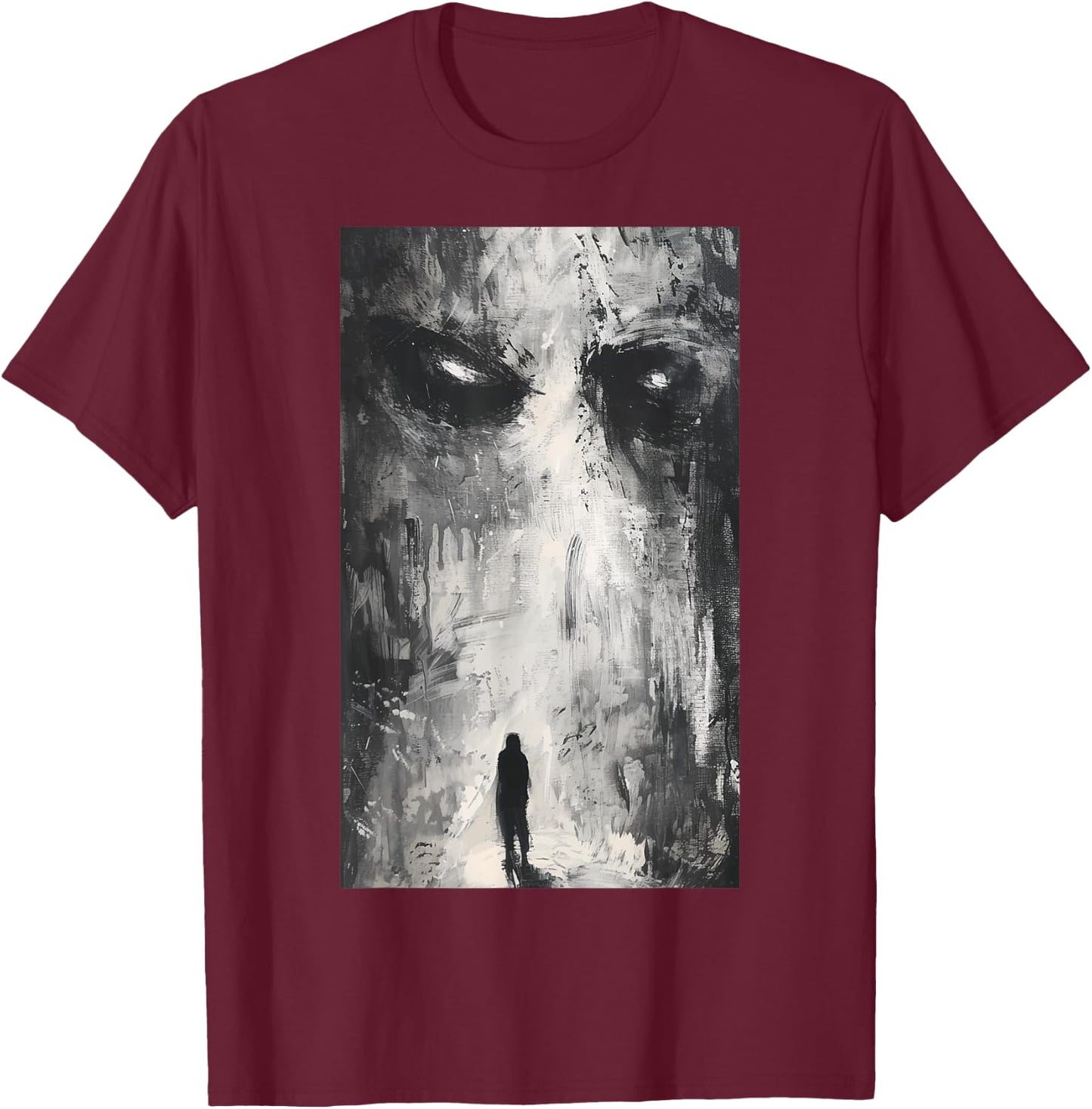 Dark Gothic Demon Path Horror Art Evil Grunge Goth Aesthetic , Small, Black T-Shirt - T-Shirt | Maroon