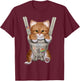 Orange Tabby Cat in Baby Carrier T-Shirt - T-Shirt | Maroon