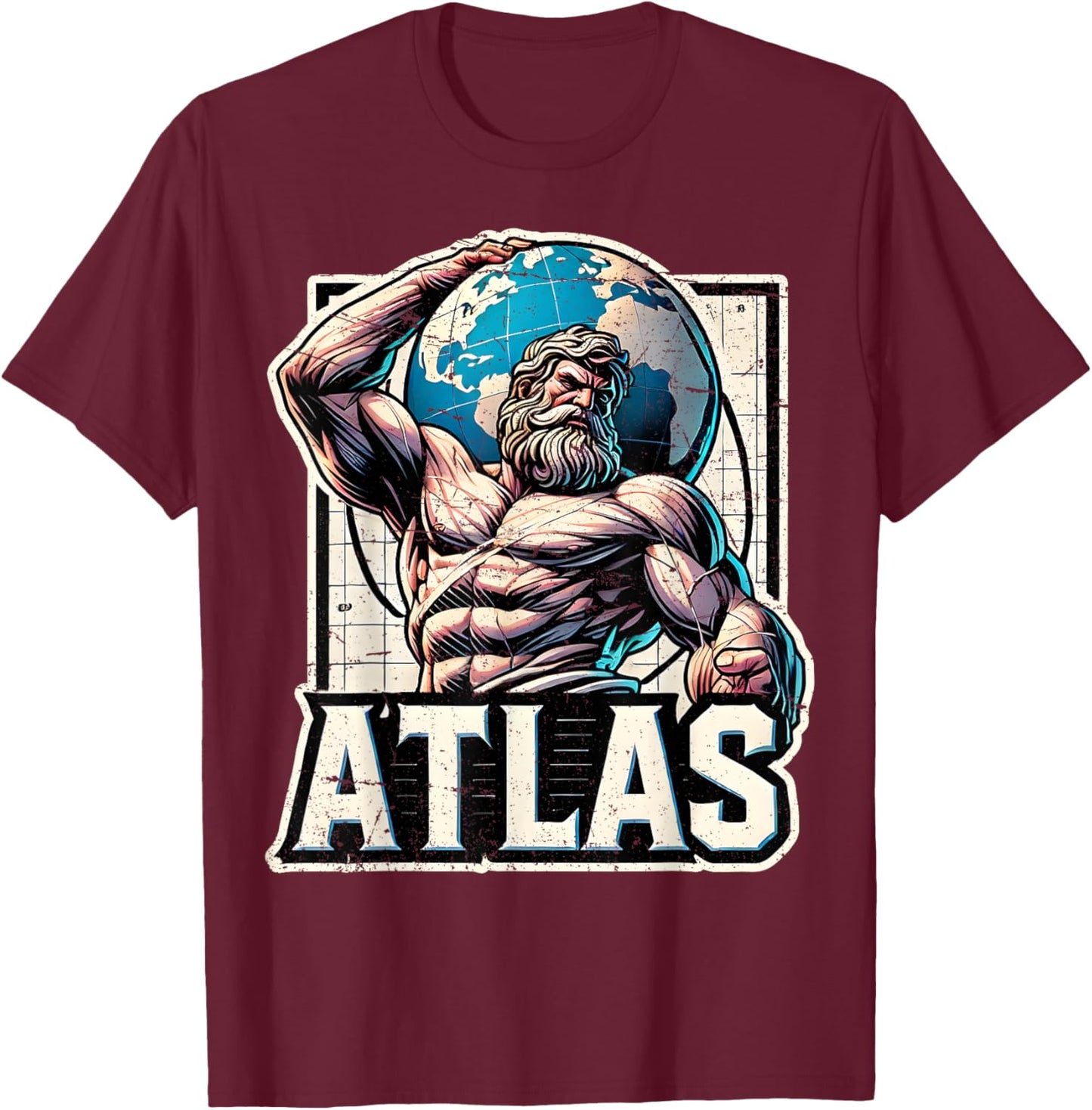 Atlas Greek God Mythology Titan Ancient Greece T-Shirt - T-Shirt | Maroon