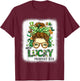 One Lucky Pharmacy Tech Bleached St Patricks Day Women T-Shirt - T-Shirt | Maroon