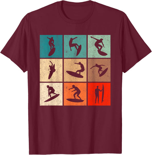 Surf Retro Surfing Vintage Surfers Surfer T-Shirt - T-Shirt | Maroon
