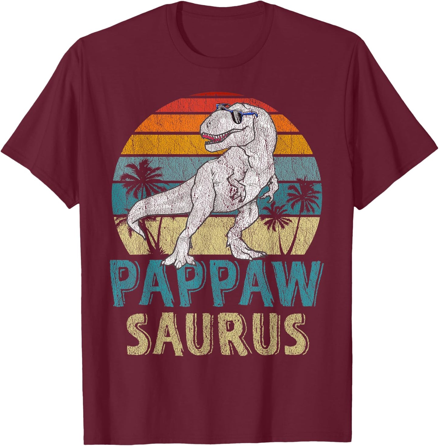Pappawsaurus T Rex Dinosaur Pappaw Saurus Family Matching T-Shirt - T-Shirt | Maroon