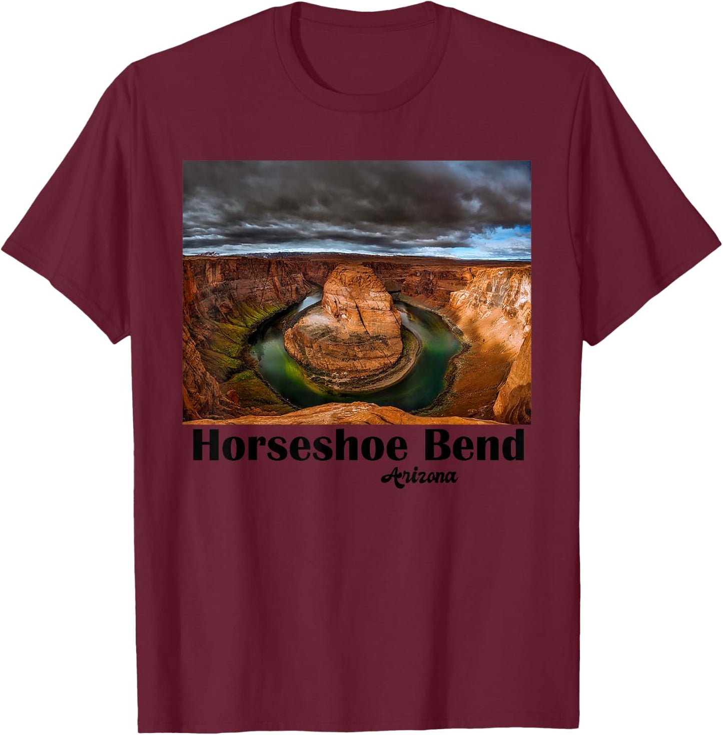 Historic Horseshoe Bend Souvenir Page Arizona Lake Powell T-Shirt - T-Shirt | Maroon