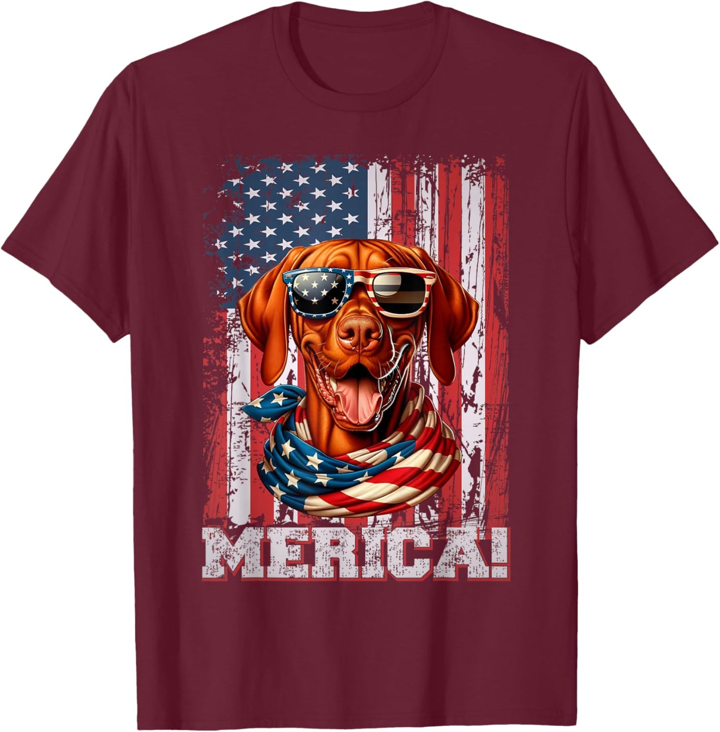 Vizsla Dog Lover Flag 4th Of July Patriotic T-Shirt - T-Shirt | Maroon