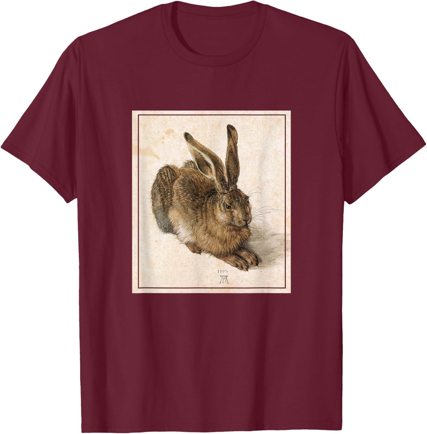 Brown Hhare (1502) Albrecht Dürer Drawing Watercolour Rabbit T-Shirt - T-Shirt | Maroon