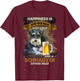 Happiness Is An Old Man With A Beer Schnauzer Sitting Near T-Shirt - T-Shirt | Maroon