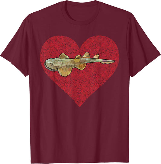 Tasselled Wobbegong Valentines Day Shark Love Fingerprint T-Shirt - T-Shirt | Maroon