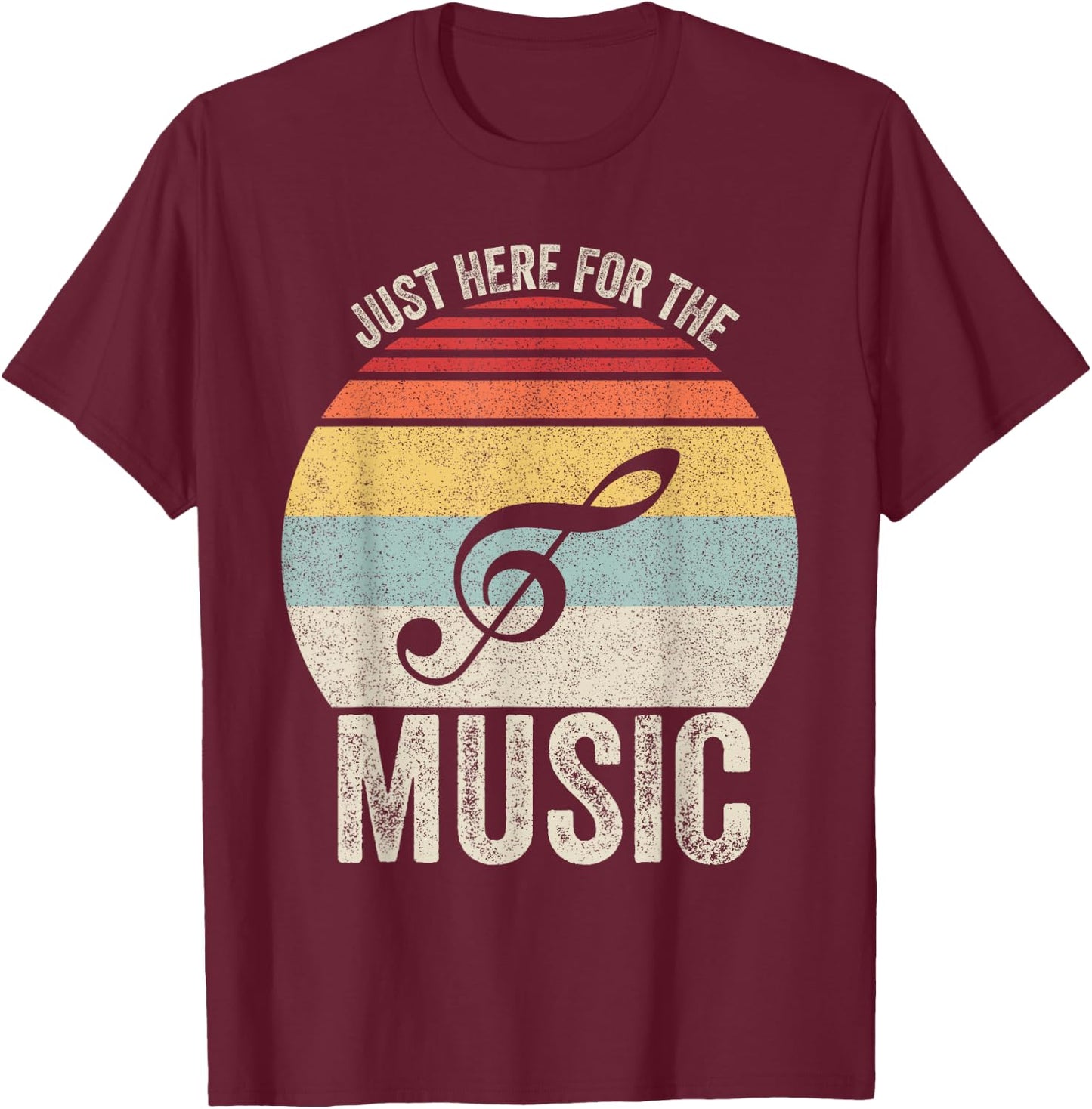 Vintage Retro Just Here For The Music T-Shirt - T-Shirt | Maroon