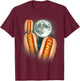 Three Glizzy Moon | Funny 3 Howling Hotdogs Cursed Meme T-Shirt - T-Shirt | Maroon