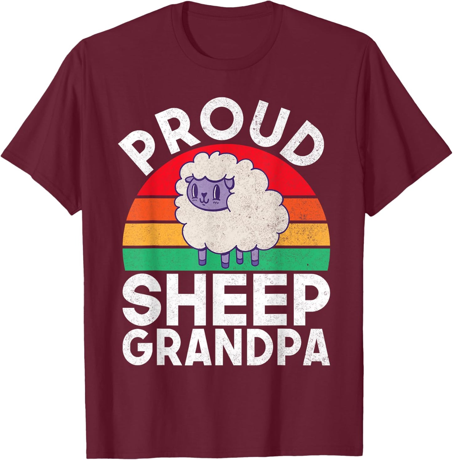 Proud Sheep Grandpa Sheep T-Shirt - T-Shirt | Maroon