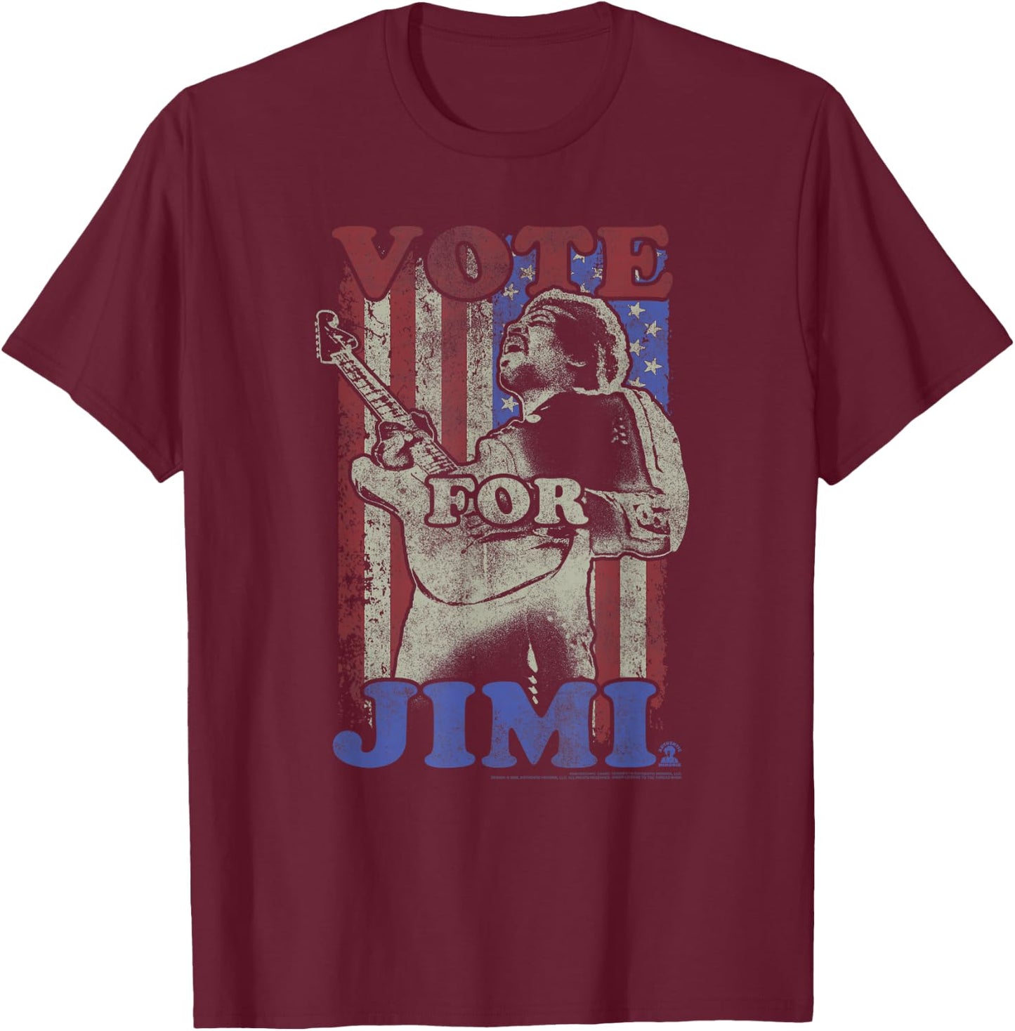 Jimi Hendrix Official Guitar Flag Vote for Jimi T-Shirt - T-Shirt | Maroon