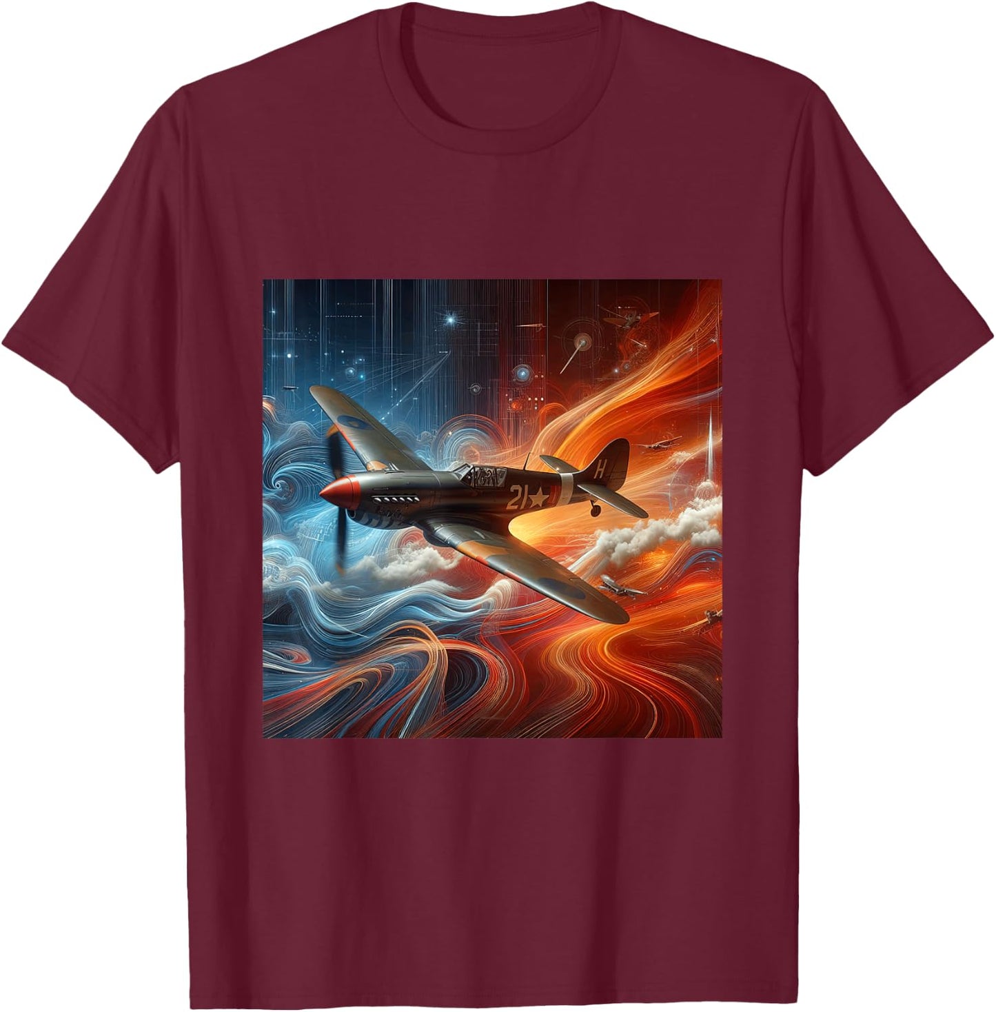 P-40 Warhawk | North American Aviation WW2 P40 Fighter Plane T-Shirt - T-Shirt | Maroon