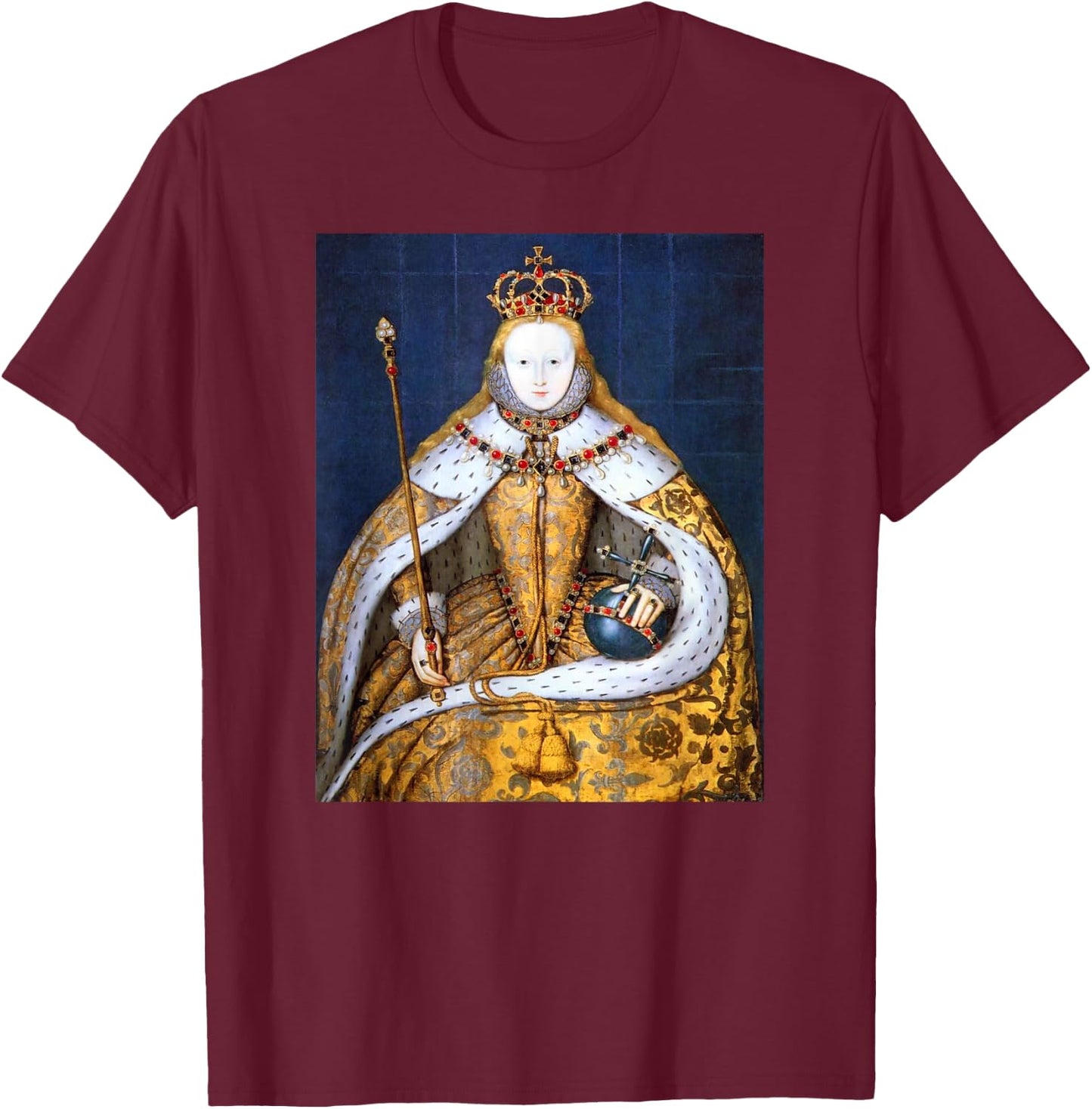 Elizabeth I In Coronation Robe T-Shirt - T-Shirt | Maroon