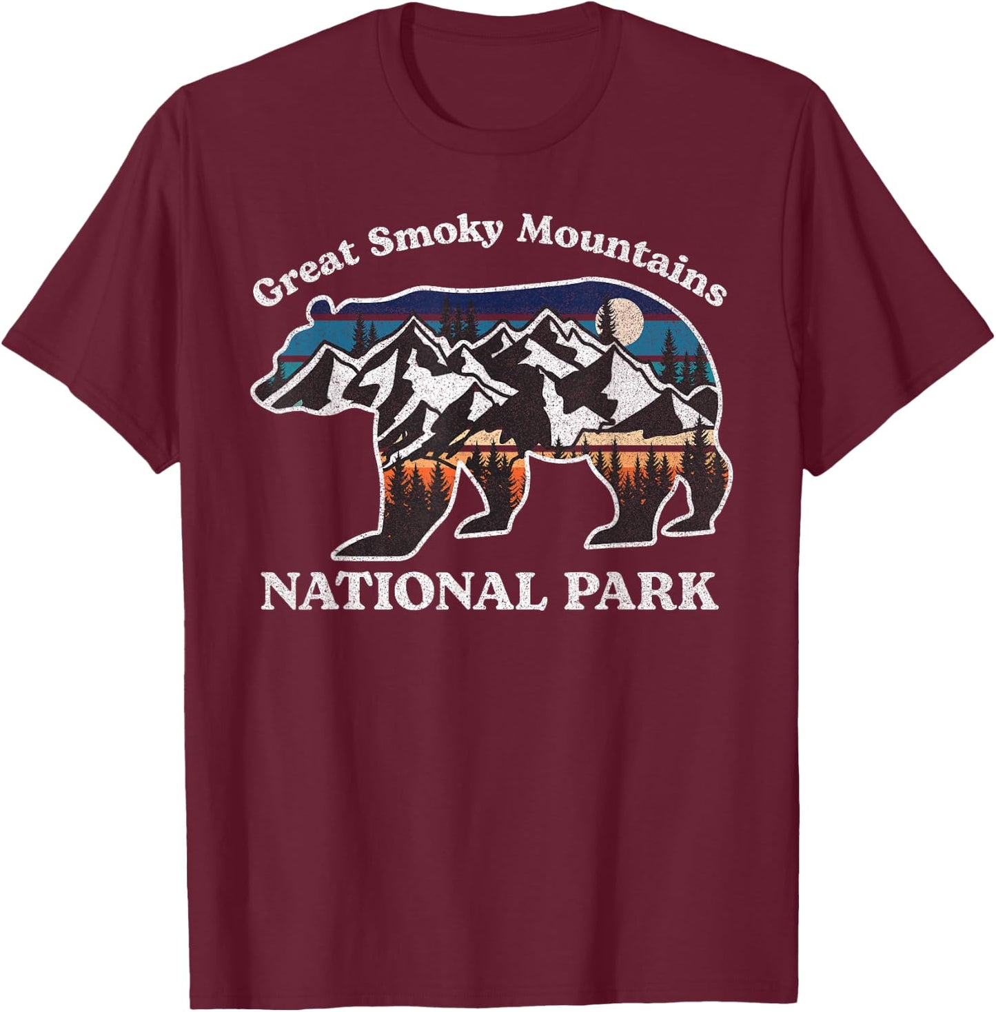 Great Smoky Mountains National Park Bear Hiking Souvenir T-Shirt - T-Shirt | Maroon