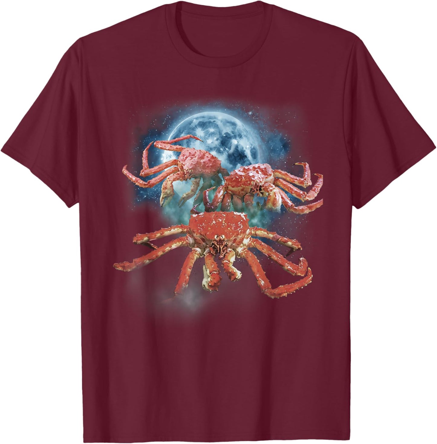 Funny King Crab Shirt - Crab Shirt - Howling at the Moon T-Shirt - T-Shirt | Maroon