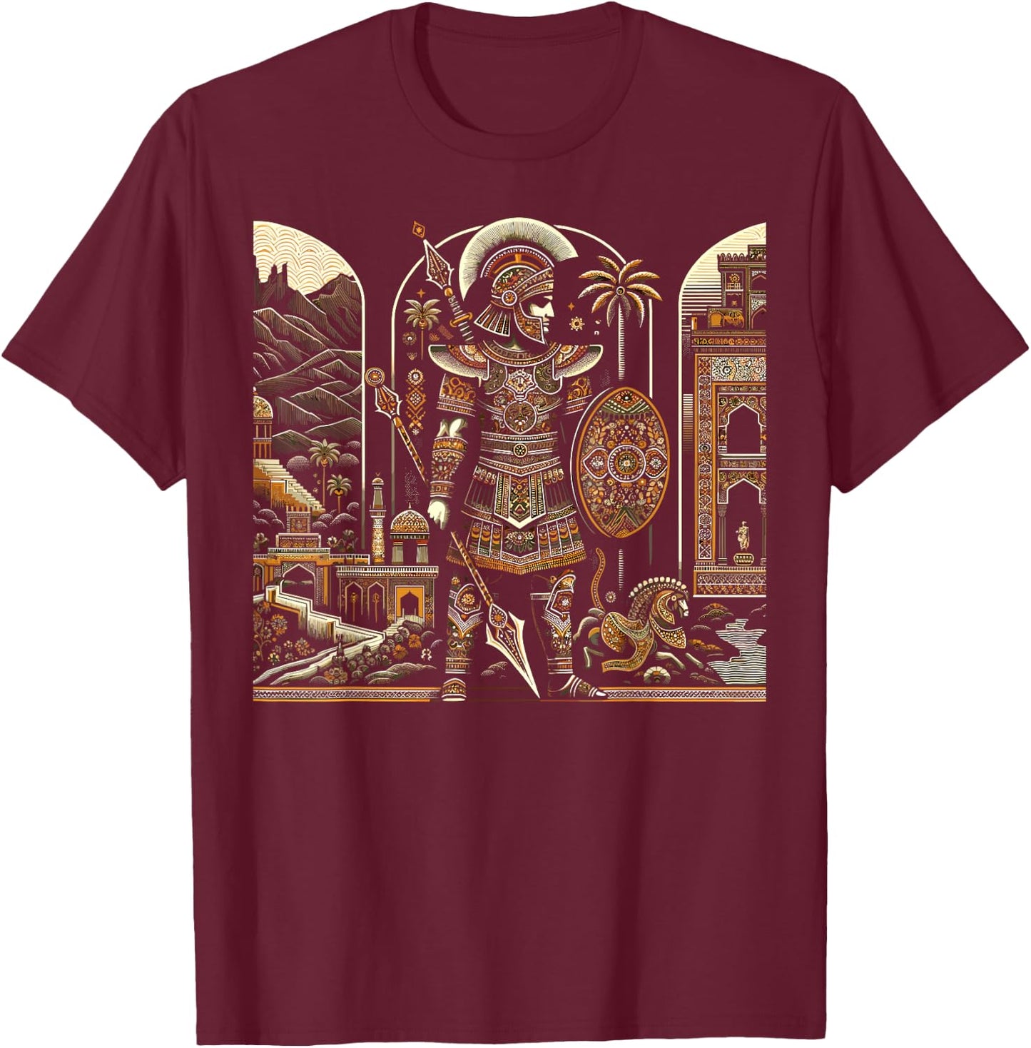Persian Immortal Achaemenid Empire Persian Warrior T-Shirt - T-Shirt | Maroon