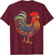 Chicken Mandala Abstract Animal Art Graphic Chicken T-Shirt - T-Shirt | Maroon