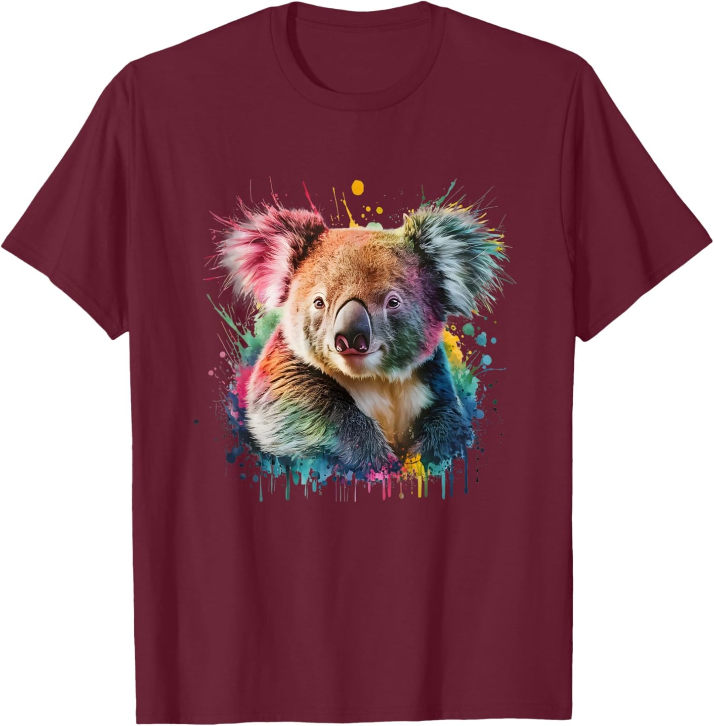 Koala Bear Men Woman Colorful Watercolor Koala Bear T-Shirt - T-Shirt | Maroon