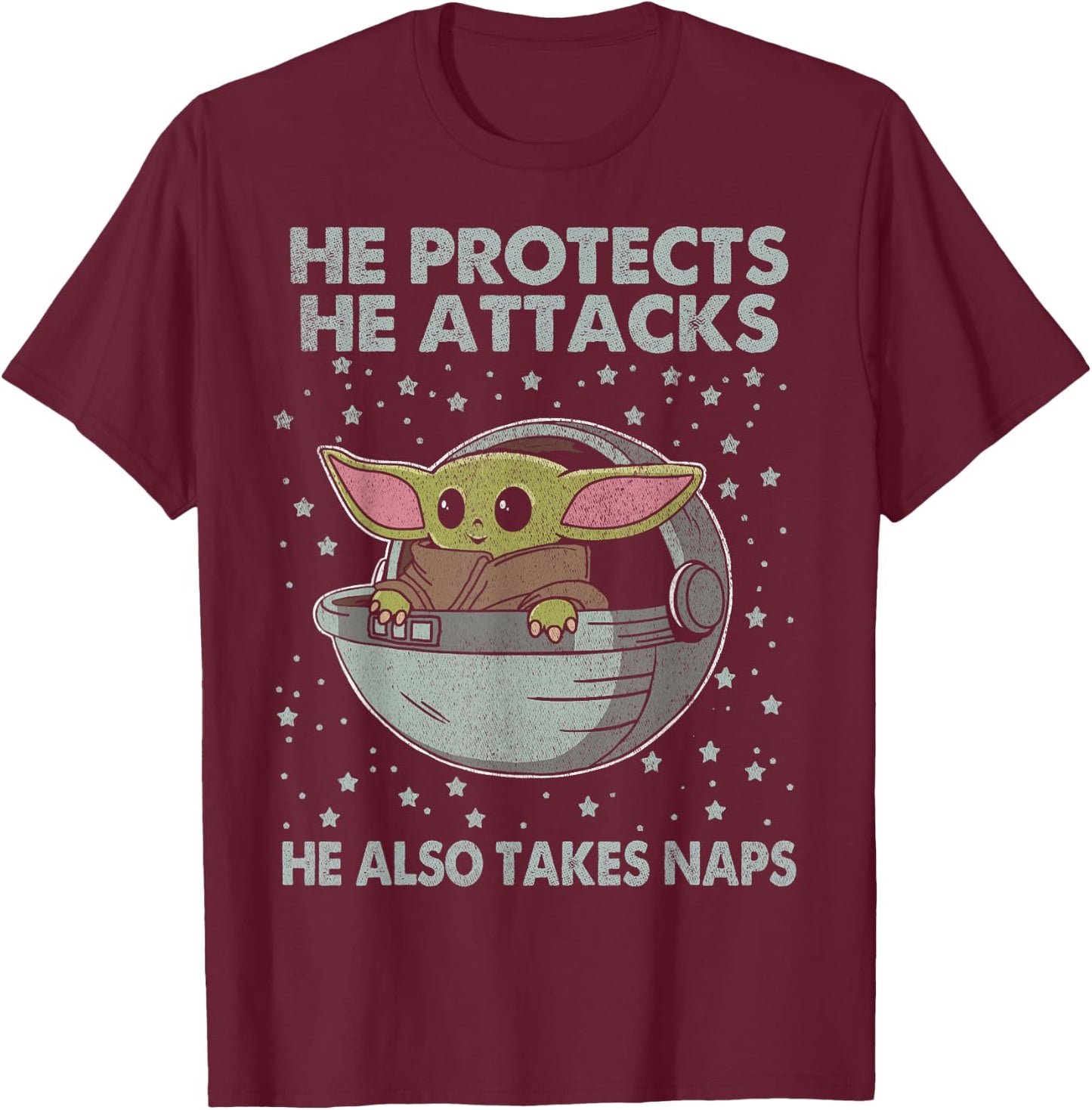 Star Wars The Mandalorian The Child He Also Takes Naps T-Shirt - T-Shirt | Maroon