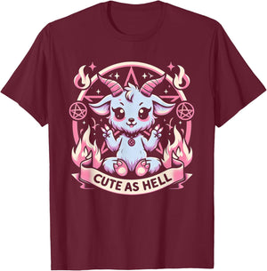 Pastel Goth Cute As Hell Kawaii Baphomet Emo Gothic T-Shirt - T-Shirt | Maroon