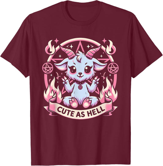 Pastel Goth Cute As Hell Kawaii Baphomet Emo Gothic T-Shirt - T-Shirt | Maroon